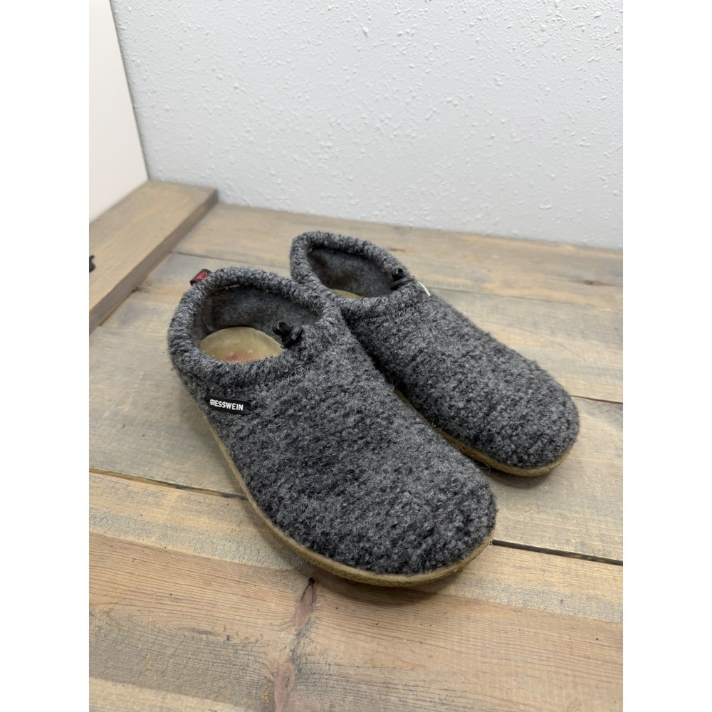 Giesswein Womens Vent Slippers Grey Wool Mule Clogs Sz 38 EU / 7-7.5 US